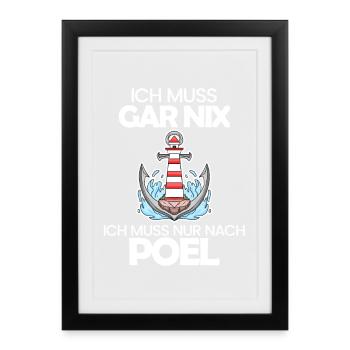 Poel Ostsee Urlaub Anker - Gerahmtes Poster (27 × 37 cm) - Schwarz - Vorne