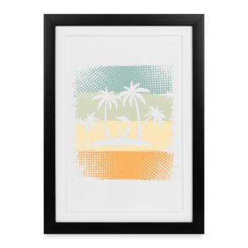 Petite île aux palmiers - Affiche encadrée (27 × 37 cm) - noir - Devant