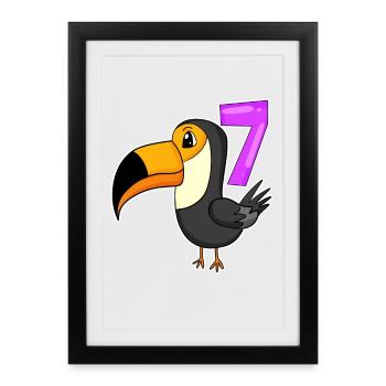 7 years old - 7th birthday - toucan bird motif - Framed poster (27 × 37 cm) - black - Front