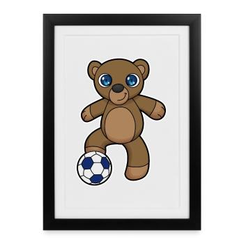 Ours Joueur de Football Football - Affiche encadrée (27 × 37 cm) - noir - Devant
