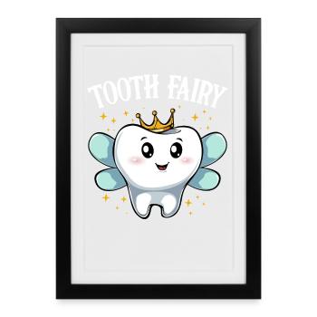 Tooth Fairy Crown Cartoon Design - Framed poster (27 × 37 cm) - black - Front