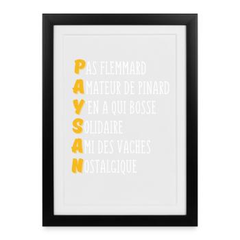Paysan - Humour Agriculteur - Cadeau drôle Paysan - Affiche encadrée (27 × 37 cm) - noir - Devant