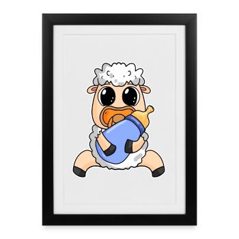 Bébé mouton - Affiche encadrée (27 × 37 cm) - noir - Devant