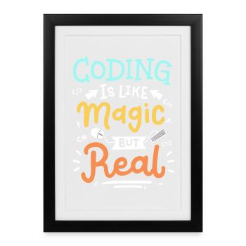 Codierung Programmierung - Gerahmtes Poster (27 × 37 cm) - Schwarz - Vorne