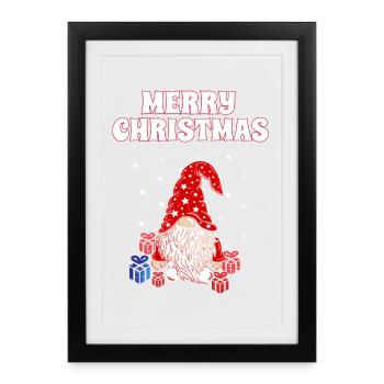 Joyeux Noël Gnom Gnomes de Noël - Affiche encadrée (27 × 37 cm) - noir - Devant