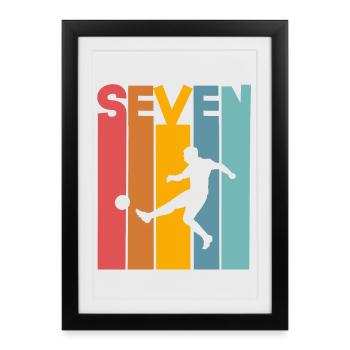 Football 7 ans fête d’anniversaire des enfants - Affiche encadrée (27 × 37 cm) - noir - Devant
