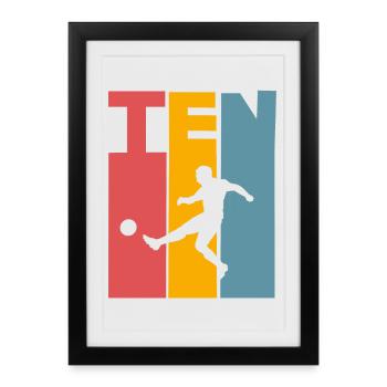 Football 10 ans fête d’anniversaire des enfants - Affiche encadrée (27 × 37 cm) - noir - Devant