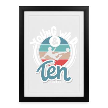 Football 10 ans fête d’anniversaire des enfants - Affiche encadrée (27 × 37 cm) - noir - Devant