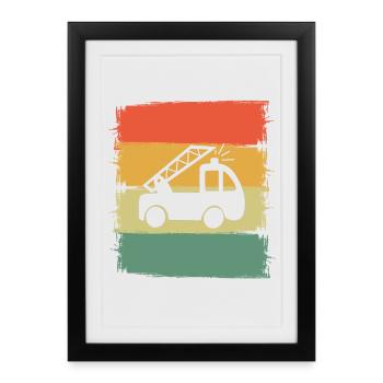 Enfants de camions de pompiers - Affiche encadrée (27 × 37 cm) - noir - Devant