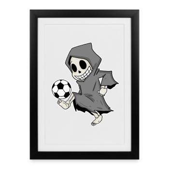 Grim Reaper with football - Framed poster (27 × 37 cm) - black - Front