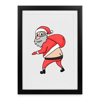 Lustiger Weihnachtsmann - Gerahmtes Poster (27 × 37 cm) - Schwarz - Vorne