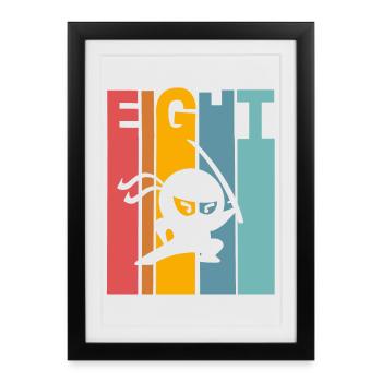 Ninja 8ème anniversaire Enfants - Affiche encadrée (27 × 37 cm) - noir - Devant