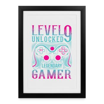 9th Birthday Level 9 Gamer Gaming Gaming - Framed poster (27 × 37 cm) - black - Front