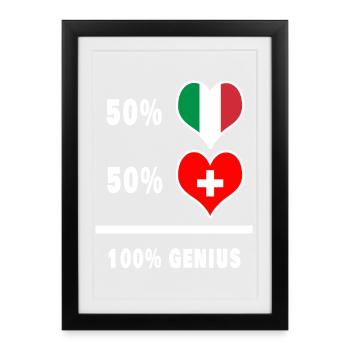L'Italie et la Suisse génie /Cadeau - Affiche encadrée (27 × 37 cm) - noir - Devant