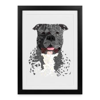 American Bully XL Polygon artistiquement conçu - Affiche encadrée (27 × 37 cm) - noir - Devant