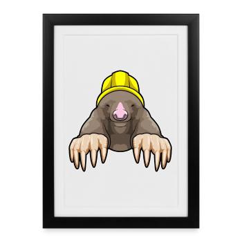 Maulwurf Bergarbeiter Bergbau - Gerahmtes Poster (27 × 37 cm) - Schwarz - Vorne