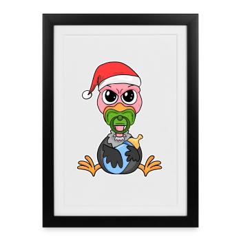 Bébé Vautour Noël - Affiche encadrée (27 × 37 cm) - noir - Devant