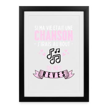 Si Ma Vie était une Chanson /Mes Rêves/ JJ Goldman - Affiche encadrée (27 × 37 cm) - noir - Devant