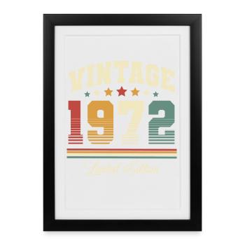 1972 Millésime Année de construction 50e anniversaire Millésime - Affiche encadrée (27 × 37 cm) - noir - Devant