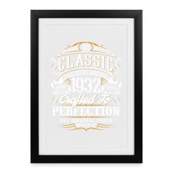 90e anniversaire Année de naissance 1932 Année de naissance - Affiche encadrée (27 × 37 cm) - noir - Devant