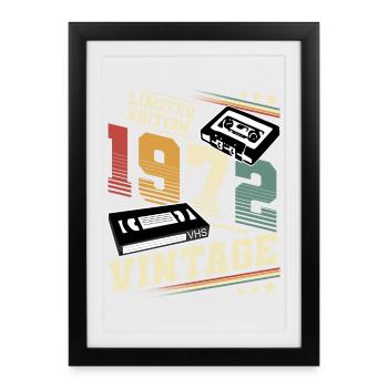 1972 Année de naissance Année de construction 50e anniversaire millésime - Affiche encadrée (27 × 37 cm) - noir - Devant