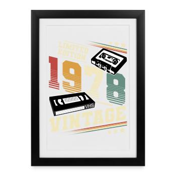1978 Année de naissance Année de construction Anniversaire Vintage - Affiche encadrée (27 × 37 cm) - noir - Devant