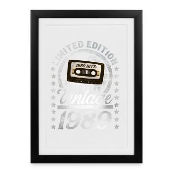 1989 Année de naissance Année de construction Anniversaire Vintage - Affiche encadrée (27 × 37 cm) - noir - Devant