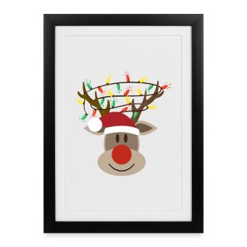 Moose Head Rudolph Moose Reindeer - Framed poster (27 × 37 cm) - black - Front