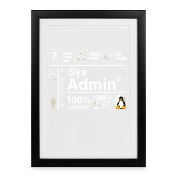 Sys Admin Penguin Computer Nerd pc Board cpu inh - Framed poster (27 × 37 cm) - black - Front