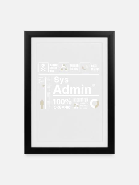 sys admin Inhalt Ironie Humor Computer Nerd pc cor - Gerahmtes Poster (27 × 37 cm) - Schwarz