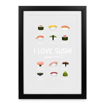 sushi kit love sushi essi sticks overview japan - Framed poster (27 × 37 cm) - black - Front