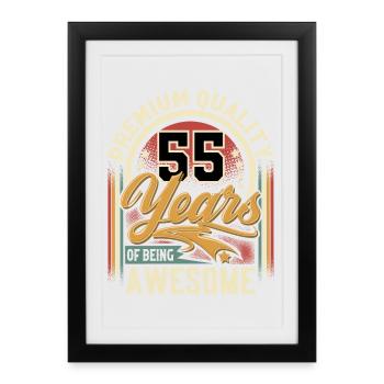 55ème anniversaire 55 ans vintage rétro - Affiche encadrée (27 × 37 cm) - noir - Devant