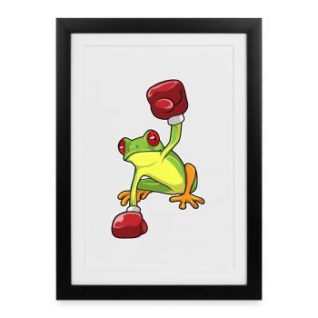 Boxer Grenouille Boxe Gants de Boxe Boxe - Affiche encadrée (27 × 37 cm) - noir - Devant