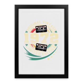 1972 Année de naissance Année de construction 50e anniversaire Anniversaire - Affiche encadrée (27 × 37 cm) - noir - Devant