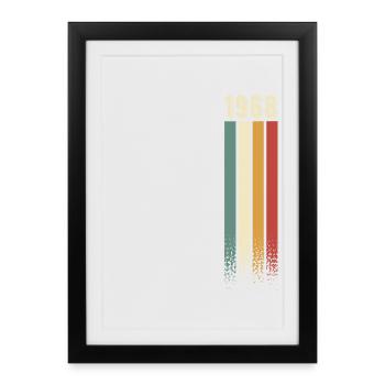 1968 Année de naissance Année de construction Anniversaire Rétro Vintage - Affiche encadrée (27 × 37 cm) - noir - Devant