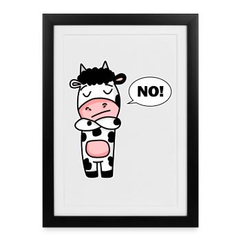 Cow No - Framed poster (27 × 37 cm) - black - Front
