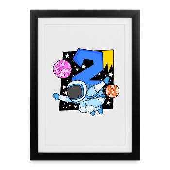 2 anniversaire garçon - 2 ans - Je suis 2 - Affiche encadrée (27 × 37 cm) - noir - Devant