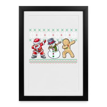 Dabbing Nikolaus Schneemann Lebkuchen - Gerahmtes Poster (27 × 37 cm) - Schwarz - Vorne