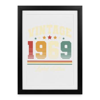 1969 Millésime Année de construction Anniversaire Vintage - Affiche encadrée (27 × 37 cm) - noir - Devant