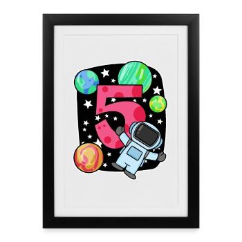 5 anniversaire garçon - 5 ans - J’ai 5 ans - Affiche encadrée (27 × 37 cm) - noir - Devant