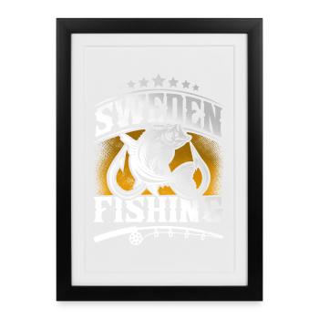 Sweden Fishing Angler - Framed poster (27 × 37 cm) - black - Front