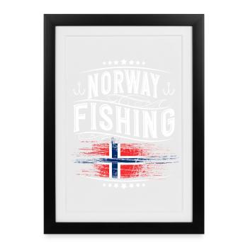Norway Fishing Angler - Framed poster (27 × 37 cm) - black - Front