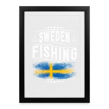Sweden Fishing Angler Fishing - Framed poster (27 × 37 cm) - black - Front