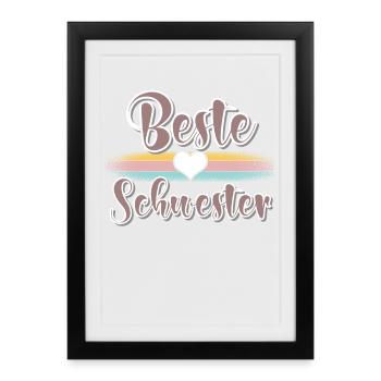 Beste Schwester - Gerahmtes Poster (27 × 37 cm) - Schwarz - Vorne