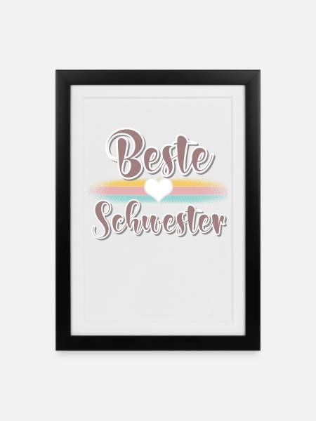 Beste Schwester - Gerahmtes Poster (27 × 37 cm) - Schwarz