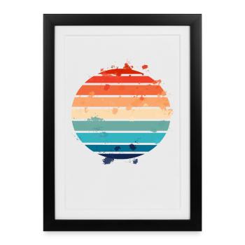 Splatter Retro Sunset - Framed poster (27 × 37 cm) - black - Front