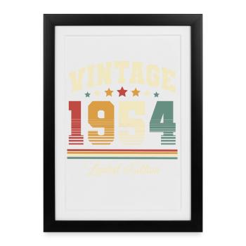1954 Millésime Année de construction Anniversaire Vintage - Affiche encadrée (27 × 37 cm) - noir - Devant