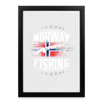 Norvège Pêche à la ligne Pêche - Affiche encadrée (27 × 37 cm) - noir - Devant