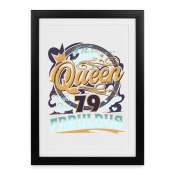 79ème anniversaire 79 ans Femmes Dames Reine - Affiche encadrée (27 × 37 cm) - noir - Devant