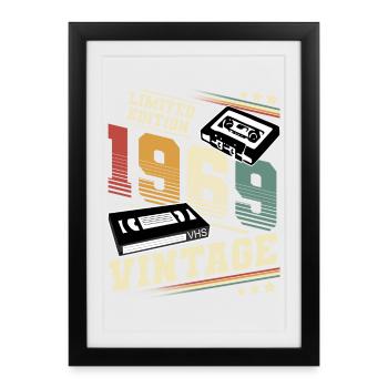 1969 Année de naissance Année de construction Anniversaire Vintage - Affiche encadrée (27 × 37 cm) - noir - Devant